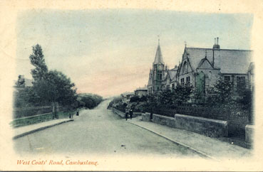 West Coats Road at School - Gate on right is No.62 what is now Brownside Road - circa 1900 - Card dated 1902 